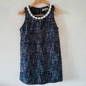 Pearl Collar Embroidered Threads Mini Sheath Dress